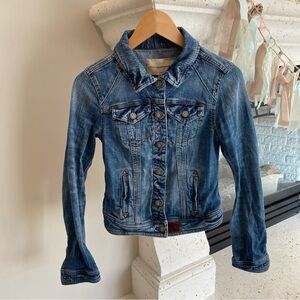Pilcro and the Letterpress Anthropologie Extra Small Cropped Denim Jacket